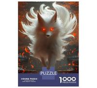 Jigsaw Puzzle for Teenagers 1000 Pieces White Fox with Fiery Eyes Jigsaws for Adults Toy Wall Decor Staycation Kill Time Parent-child Interaction 38x26cm/1000pcs