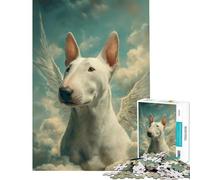 Jigsaw Puzzle for Teenagers 1000 Pieces Winged Bull Terrier in The Clouds Fun Activities at Home Improve Memory Relaxing Games for Ages 14 And over (38X26cm)