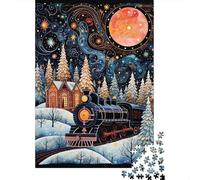 Jigsaw Puzzle for Teenagers 1000 Pieces Winter Night Train Puzzles for Adults Anti-Stress Toys Difficult Hard Birthday And Unique Gifts 52x38cm/1000pcs