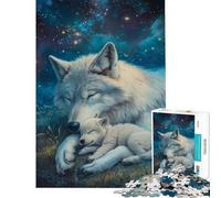 Jigsaw Puzzle for Teenagers 1000 Pieces Wolf Heart in The Sea of Stars Difficult And Challenge Tough Challenge Family Games Suitable for People Aged 14 And Above (38x52cm)