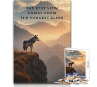 Jigsaw Puzzle for Teenagers 1000 Pieces Wolf on Mountain Motivation Inspiration Educational Family Game Perfect Decoration Toy Wall Decor Size 38x26cm