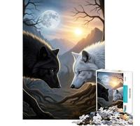 Jigsaw Puzzle for Teenagers 1000 Pieces Wolves Staring Animal Help The Brain Exercise Difficult Challenge Family Game Suitable for Ages 14 And Up (50x75cm)