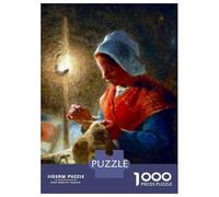 Jigsaw Puzzle for Teenagers 1000 Pieces Woman Sewing by Lamplight Jigsaw for Adults Hands-on Game Analysis And Logic Parent-child Interaction 38x26cm/1000pcs
