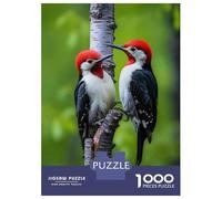 Jigsaw Puzzle for Teenagers 1000 Pieces Woodpecker Pair on Tree Branch Jigsaw Puzzle Relax Games Difficult Hard Difficult And Challenge 52x38cm/1000pcs
