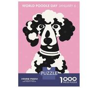 Jigsaw Puzzle for Teenagers 1000 Pieces World Poodle Day Pink Art Jigsaw for Adults Hands-on Game Analysis And Logic Parent-child Interaction 38x26cm/1000pcs