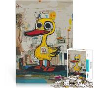 Jigsaw Puzzle for teenagers 1000 Pieces Yellow Duck with Big Heart Graffiti Art Spielspielzeug Wichtelgeschenke52x38cm