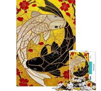 Jigsaw Puzzle for Teenagers 1000 Pieces Yin Yang Koi Fish Art Jigsaw Puzzle Relaxing Games Staycation Kill Time for Is Ideal As A Gifts (Size 38x52cm)