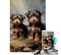 Jigsaw Puzzle for Teenagers 1000 Pieces Yorkshire Terrier Puppies Help The Brain Exercise Difficult Challenge Family Game Suitable for Ages 14 And Up (38x26cm)