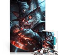 Jigsaw Puzzle for teenagers 2000 Pieces Cat Fire Wizard Intellektuelles Spiel Geburtstagsgeschenk, Geschenke70x100cm
