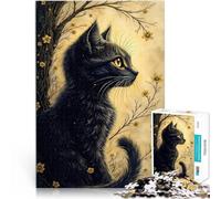 Jigsaw Puzzle for teenagers 2000 Pieces Cat With Golden Flowers Analysis and logic 70x100cm Enhance memory for 14+
