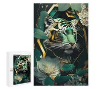 Jigsaw Puzzle for Teenagerss 1000 PCS Abstract Gold Green Tiger Puzzle for Adults Relax Games Perfect Decoration Birthday And Unique Gifts 1000 PCS