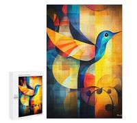 Jigsaw Puzzle for Teenagerss 1000 PCS Abstract Hummingbird Art - Geometric Bird in Vibrant Colors Puzzle for Adults Relax Games Perfect Decoration Birthday And Unique Gifts 1000 PCS