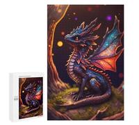 Jigsaw Puzzle for Teenagerss 1000 PCS Black Fire Dragon Cub Adult Puzzles Relax Games Pattern Assembly Parent-child Interaction 1000 PCS
