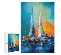 Jigsaw Puzzle for Teenagerss 1000 PCS Boats in The Sunset Light Adult Puzzles Relax Games Pattern Assembly Parent-child Interaction 1000 PCS