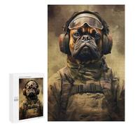 Jigsaw Puzzle for Teenagerss 1000 PCS Boxer Dog Soldier Teenagers Puzzles Anti-Stress Toys Pattern Assembly Unique Gifts for Birthday And Christmas 1000 PCS