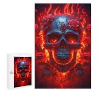 Jigsaw Puzzle for Teenagerss 1000 PCS Flaming Skull with Roses Jigsaw for Adults Hands-on Game Wall Art Difficult And Challenge 1000 PCS