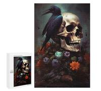 Jigsaw Puzzle for Teenagerss 1000 PCS Floral Raven Skull Puzzle for Adults Relax Games Perfect Decoration Birthday And Unique Gifts 1000 PCS