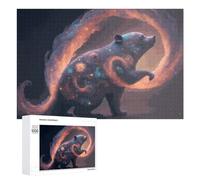 Jigsaw Puzzle for Teenagerss 1000 PCS Galactic Bear in Cosmic Dance Adult Jigsaw Anti-Stress Toys Perfect Decoration for Is Ideal As A Gift 1000 PCS