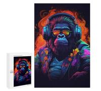 Jigsaw Puzzle for Teenagerss 1000 PCS Gorilla with Headphones Artwork Jigsaw for Adults Hands-on Game Wall Art Difficult And Challenge 1000 PCS