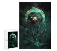 Jigsaw Puzzle for Teenagerss 1000 PCS Green Eagle Falcon Bird with Moon Puzzle for Adults Relax Games Perfect Decoration Birthday And Unique Gifts 1000 PCS