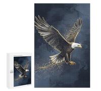 Jigsaw Puzzle for Teenagerss 1000 PCS Majestic Eagle in Flight with Golden Accents Puzzle for Adults Relax Games Perfect Decoration Birthday And Unique Gifts 1000 PCS
