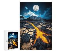 Jigsaw Puzzle for Teenagerss 1000 PCS Molten Night Lava Flow Beneath A Full Moon Puzzle for Adults Relax Games Perfect Decoration Birthday And Unique Gifts 1000 PCS