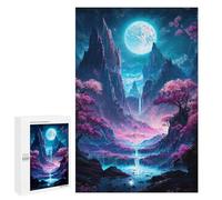 Jigsaw Puzzle for Teenagerss 1000 PCS Neon Full Moon Valley Adult Puzzles Relax Games Pattern Assembly Parent-child Interaction 1000 PCS