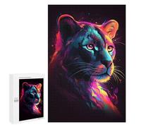 Jigsaw Puzzle for Teenagerss 1000 PCS Neon Panther Portrait -2 Jigsaw for Adults Hands-on Game Wall Art Difficult And Challenge 1000 PCS
