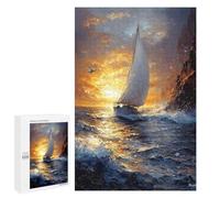 Jigsaw Puzzle for Teenagerss 1000 PCS Sailing at Sunset Impressionist-Inspired Artwork Teenagers Puzzles Anti-Stress Toys Enhance Memory for Is Ideal As A Gift 1000 PCS