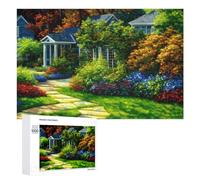 Jigsaw Puzzle for Teenagerss 1000 PCS Serene Garden Pathway Scene Puzzles for Adults Anti-Stress Toys Wall Art Parent-child Interaction 1000 PCS