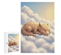 Jigsaw Puzzle for Teenagerss 1000 PCS Sleeping Dragon Cub on Clouds Puzzle for Adults Relax Games Perfect Decoration Birthday And Unique Gifts 1000 PCS