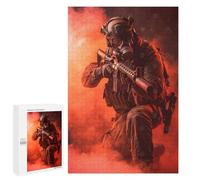Jigsaw Puzzle for Teenagerss 1000 PCS Soldier Gas Mask Red Smoke Jigsaw for Adults Hands-on Game Wall Art Difficult And Challenge 1000 PCS