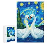Jigsaw Puzzle for Teenagerss 1000 PCS Swans Under Starry Night Puzzle for Adults Relax Games Perfect Decoration Birthday And Unique Gifts 1000 PCS