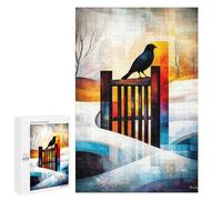 Jigsaw Puzzle for Teenagerss 1000 PCS The Magpie - Monet Inspired - Geometric Winter Scene - Abstract Impressionist Landscape Puzzle for Adults Relax Games Perfect Decoration Birthday And Unique Gifts