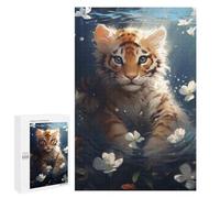 Jigsaw Puzzle for Teenagerss 1000 PCS Underwater Tiger Cub Serenity Puzzles for Adults Anti-Stress Toys Wall Art Parent-child Interaction 1000 PCS