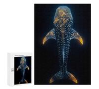 Jigsaw Puzzle for Teenagerss 300 PCS Abstract Whale Shark Gold Puzzle for Adults Relax Games Perfect Decoration Birthday And Unique Gifts 300 PCS