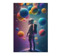 Jigsaw Puzzle for Teenagerss 300 PCS Astronaut Floating with Balloons -1 Adult Jigsaw Puzzle Toy Wall Decor Difficult Hard Unique Gifts for Birthday And Christmas 300 PCS