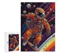Jigsaw Puzzle for Teenagerss 300 PCS Astronaut Snowboarding in Space Jigsaw for Adults Hands-on Game Wall Art Difficult And Challenge 300 PCS