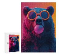 Jigsaw Puzzle for Teenagerss 300 PCS Bear Bubblegum Neon Adult Puzzles Relax Games Pattern Assembly Parent-child Interaction 300 PCS