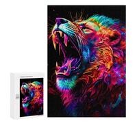 Jigsaw Puzzle for Teenagerss 300 PCS Colorful Roaring Lion Art Jigsaw for Adults Hands-on Game Wall Art Difficult And Challenge 300 PCS