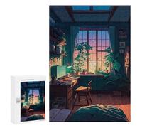 Jigsaw Puzzle for Teenagerss 300 PCS Cozy Study Room with Plants-1 Jigsaw for Adults Hands-on Game Wall Art Difficult And Challenge 300 PCS