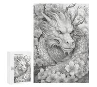 Jigsaw Puzzle for Teenagerss 300 PCS Dragon Amidst Blossoms Jigsaw for Adults Hands-on Game Wall Art Difficult And Challenge 300 PCS