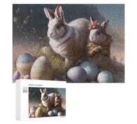 Jigsaw Puzzle for Teenagerss 300 PCS Easter Bunny with Eggs Adult Jigsaw Anti-Stress Toys Perfect Decoration for Is Ideal As A Gift 300 PCS