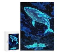 Jigsaw Puzzle for Teenagerss 300 PCS Glowing Whale Above Water, Boy Watching Puzzle for Adults Relax Games Perfect Decoration Birthday And Unique Gifts 300 PCS