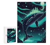 Jigsaw Puzzle for Teenagerss 300 PCS Glowing Whale Cityscape Crown Puzzle for Adults Relax Games Perfect Decoration Birthday And Unique Gifts 300 PCS