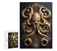 Jigsaw Puzzle for Teenagerss 300 PCS Golden Octopus Skull Artwork Jigsaw for Adults Hands-on Game Wall Art Difficult And Challenge 300 PCS