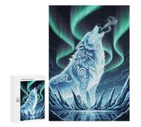Jigsaw Puzzle for Teenagerss 300 PCS Howling Wolf Aurora Borealis Puzzle for Adults Relax Games Perfect Decoration Birthday And Unique Gifts 300 PCS
