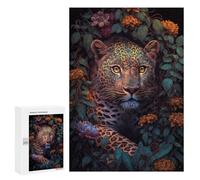 Jigsaw Puzzle for Teenagerss 300 PCS Leopard Amidst Flowers Jigsaw for Adults Hands-on Game Wall Art Difficult And Challenge 300 PCS