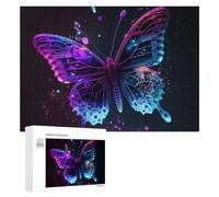 Jigsaw Puzzle for Teenagerss 300 PCS Neon Butterfly Artwork -2 Puzzles for Adults Anti-Stress Toys Wall Art Parent-child Interaction 300 PCS
