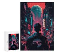 Jigsaw Puzzle for Teenagerss 300 PCS Neon Cityscape Future Vision Jigsaw Puzzle Family Games For Family Fun Birthday And Unique Gifts 300 PCS